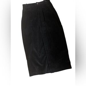VINTAGE CONDOR button down corduroy midi skirt black women Size 3/4 pockets EUC